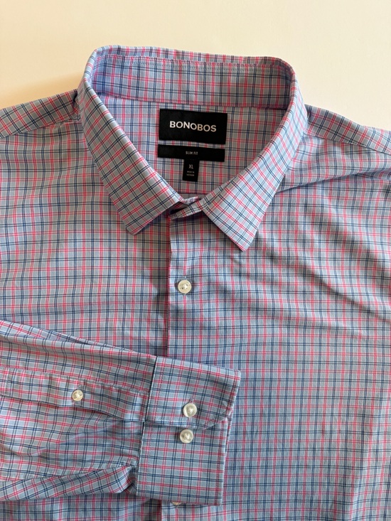 Bonobos Other - BONOBOS Slim Fit Button-Down Dress Shirt – Men’s XL – Blue Pink & Navy Plaid